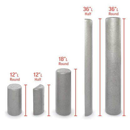 OPTP Silver AXIS Moderately Firm Foam Roller – Round, Silver, 12" x 6" - size: 12" x 6" Round