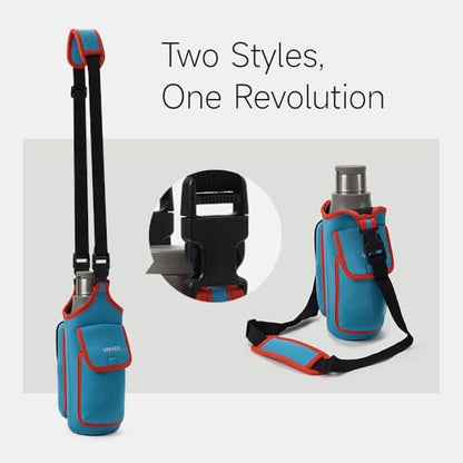 VAKAER Magnetic Gym Bag, Water Bottle Carrier Holder with Phone Pocket & Adjustable Strap,10 Ultra-Strong Magnets Stick to Fitness equipment, Workout Accessories Pouch for Women & Men, Blue - color: Blue