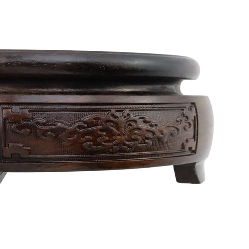 Wooden Display Stand Base 4" x 4" Wood Carved Craft Pedestal Traditional Wooden Base Oriental Antique Display Riser Round Pedestal Stands for Vase Crystal Ball Teapot Stone Flower Pot - size: Round, 4" x 4"