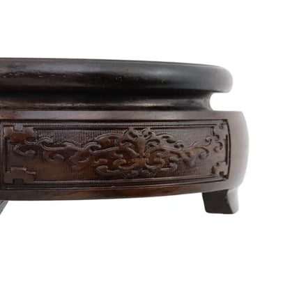 Wooden Display Stand Base 4" x 4" Wood Carved Craft Pedestal Traditional Wooden Base Oriental Antique Display Riser Round Pedestal Stands for Vase Crystal Ball Teapot Stone Flower Pot - size: Round, 4" x 4"