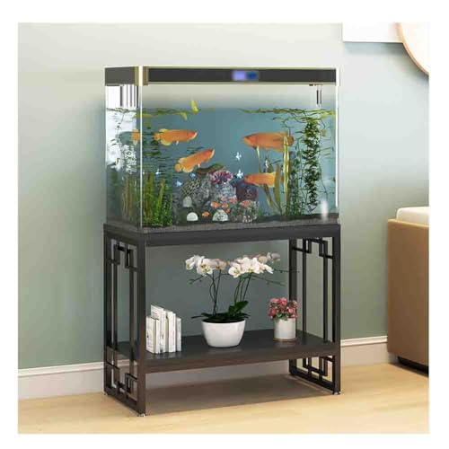 Heavy Duty Metal Aquarium Stand, 2-Tier Rack for Fish Tank Accessories, Sturdy Storage Solution for Home & Office, Ideal for Aquatic Enthusiasts - color: Black, size: 50x30x70 cm