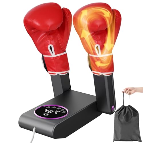 Boxing Glove Dryer with Smart Display& Storage Bag, Portable Glove Dryer& Moisture Remover, Constant Temperature Punching Gloves Dryer with Adjustable Heat& Timer for Home Gym(Black)