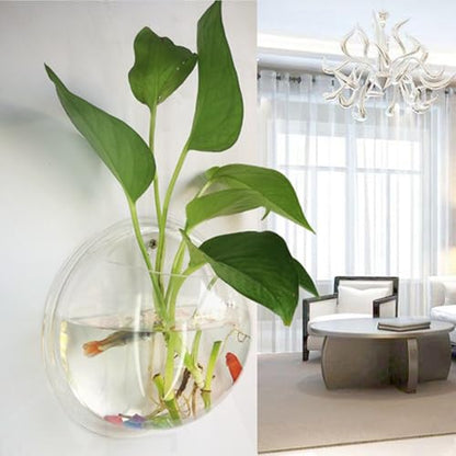 Wall Fish Bowl Wall Fish Bubble Hanging Clear Acrylic Betta Fish for Tank Wall Mounted Aquarium Wall Plant Planter Aquariums Tanks