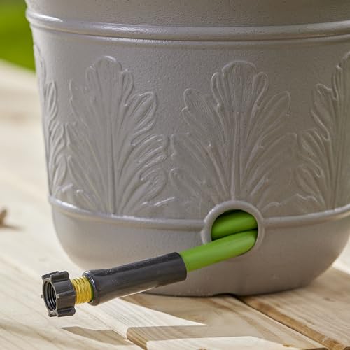 Suncast 2 Pack 300 Foot Heavy Duty 5 Gallon Decorative Plastic Hose Pot for Expandable and Lightweight Hoses, Ideal for Garden, Patio and Backyard Use