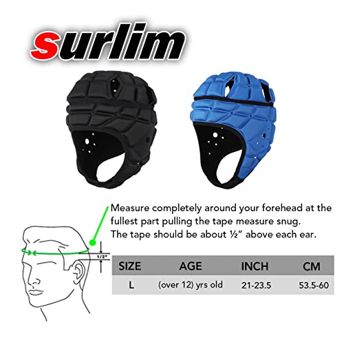 Surlim Soft Shell Flag Football Helmet, Padded Rugby Scrum Cap for 7v7 - color: BLACK, size: Large