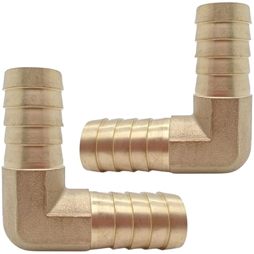 2PCS Brass 5/8" x 5/8" Hose Barb Fitting Barbed 90 Degree Elbow Connector L Right Angle Barbed Fitting by CX WONDERLAND - size: 5/8" Hose Barb