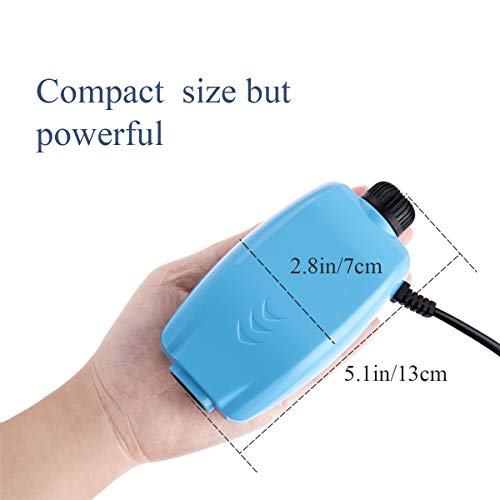 3W 80GPH Adjustable Aquarium Air Pump, Upgrade Quiet Oxygen Pump, Powerful Air Aerator for Fish Tank up to 120 Gallon - size: 3W-Blue