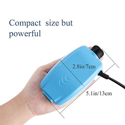 3W 80GPH Adjustable Aquarium Air Pump, Upgrade Quiet Oxygen Pump, Powerful Air Aerator for Fish Tank up to 120 Gallon - size: 3W-Blue