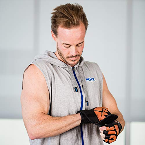 MRX Weight Lifting Pro Level Gloves with 18 Inches Long Wrist Strap Gym Workout Exercise & Fitness in - color: Black Brown, size: X-Large