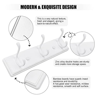 Badiano Heavy Duty Wooden Coat Rack, Wall-Mounted Organizer,14 Inch, White - color: White, size: 3 Hooks