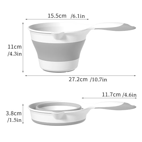 Premium Silicone Bath Rinse Cup & Water Pourer - Large Capacity Gray and White Bath Cup for Rinsing Hair, Shower Hair Washing Mug, Pet Bathing, and Travel - style: Grey