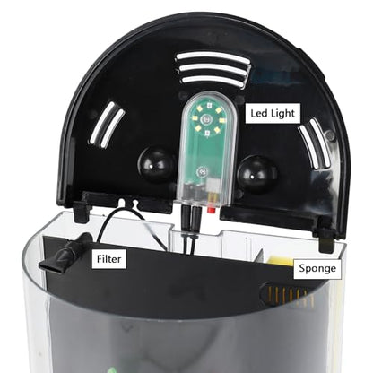 AQUANEAT Fish Tank, 1.2 Gallon Aquarium, Small Betta Fish Tank Starter Kit with LED Light and Water Filter Pump, Round