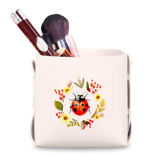 Ladybugs Makeup Brush Holder, Decorative Desk Organizer for Jewelry Pen Pencil Glasses Storage, Ladybugs Lovers Themed Gifts Stuff For Girls Teens Kids Women! - color: Ladybugs