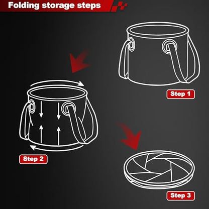 Multifunctional Collapsible Bucket,Portable Bin,Car Wash Bucket,Lightweight Foldable Bucket with Handles for Camping,Dish Washing,Laundry,Soaking Feet,Fishing,Hiking