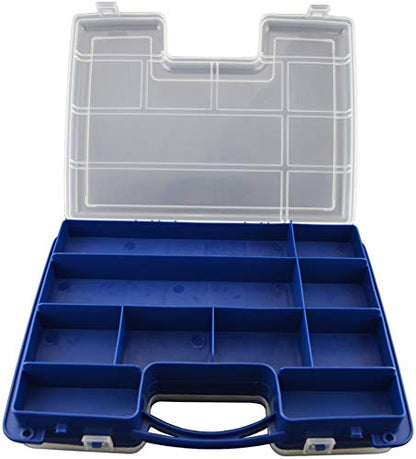 Science Purchase Double Sided Storage Box, 22 Slots (14 Fixed, 6 Adjustable) for Beads, Crafts, Hobby Modeling, Electrical Components, and other Small Parts - Flexible Polypropylene with Handle