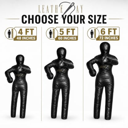 LEATHERAY MMA Jiu Jitsu Grappling Dummy Judo Punching Bag,Brazilian Jiu Jitsu Dummy,Wrestling Grappling BJJ Dummy Black -Unfilled