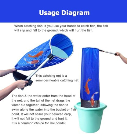 4 Pcs Koi Fish Net Set - Soft Lightweight Mesh Nets with Long Handles for Easy Fry Transfer, Koi Egg Collection & Spawning - Durable Aquarium Fishing Tools - color: 3pcs, size: D 35cm/13.8" L 30cm/11.8"