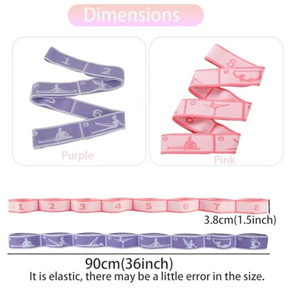 2pcs Stretch Strap for Kids,Elastic Yoga Stretching Strap with Loops, Multi-Loop Adjustable Exercise Stretching Bands，Stretching Resistance Ballet Bands for Dance, Latin, Gymnastics Exercis -8Loops - color: B