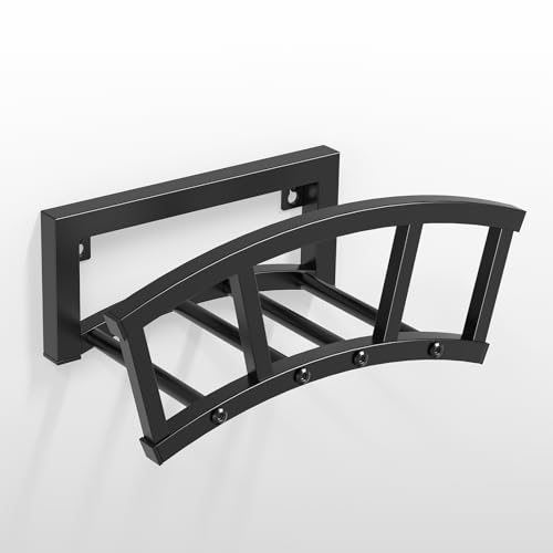 OLV Garden Hose Holder Wall Mounted, Outdoor Heavy Duty Metal Water Hose Holder Hanger Holds 125-ft Water Pipe, Sturdy Detachable Hose Storage Organizer Reel Rack for Outside Garden Lawn Yard Farm - color: Black, size: 1 Pack