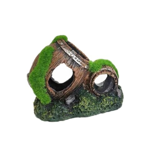 Decorative Barrels Hideouts for Fish Shrimp Safe Habitats House Fishtanks Landscape Accessory Aquariums Shelter Place Fishtanks Ornament - color: Small Moss Diagonal