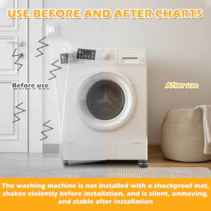 Anti Vibration Pads for Washing Machine, 4Pcs Anti-Vibration Mat Isolation Pads, Stop Walking, Reduce Noise & Shaking, Washer Dryer Rubber Mat
