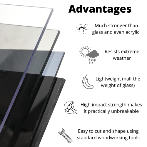 Polycarbonate Plastic Sheet - Clear, 1/16" x 12" x 24" - Transparent Glass Replacement, UV, Weather, and Impact Resistant - size: 1/16" x 12" x 24", style: Clear
