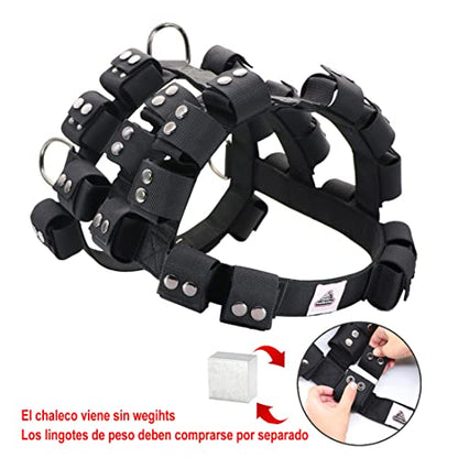Weighted Tactical Dog Vest, No Pull Harness Symmetric Weight Pockets for Muscle & Weight Loss, Fit Pitbull GSD Husky, Heavy Nylon Service Harness Black - size: Dog's Waist 26.5"-32.5" | VEST ONLY