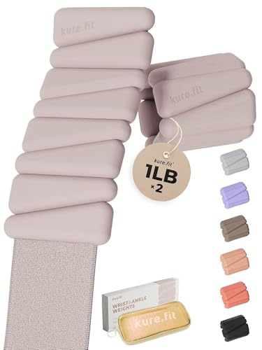 Pilates Wrist & Ankle Weights | Adjustable Weighted Bangles | 1LB/2LB Each - color: Beige, size: 1 LB