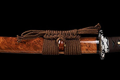 Shinken L6 Steel Katana Clay Tempered Real Samurai Sword - color: Hitatsura Hamon-Brown