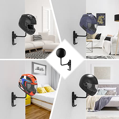Helmet Hanger Wall Mount 180° Swivel Helmet Holder for Motorcycle Bike Racing Outerwear Sports Gear - color: Black-2