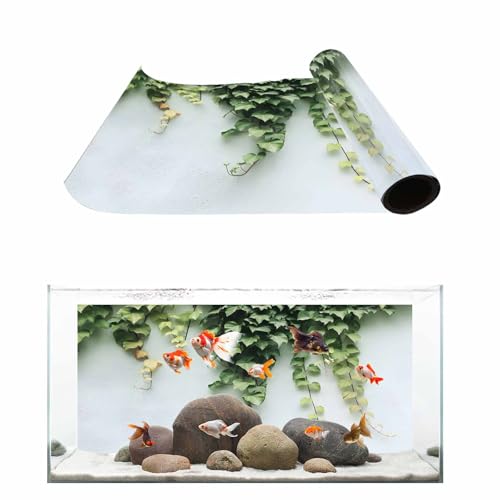 T&H XHome Aquarium Décor Backgrounds Spring Tree Branch Growing on a White Wall Pattern Fish Tank Background Aquarium Sticker Wallpaper Decoration Picture PVC Adhesive Poster 24.4" W x 16.4" H