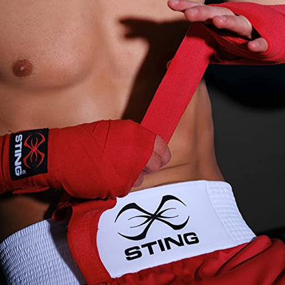 STING Elasticised Hand Wraps, Khaki, 120-Inch | Elastic Fabric Construction with Extended Wrist Coverage | Thumb Loop and Hook and Loop Closure System | Suitable for Boxing MMA and Combat Training