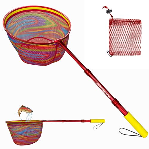 Kids Fishing Net - Extendable Telescopic Landing Net for Boy Girl Children Catching Small Fish Crab Shrimp Minnow Dragonfly Beach Pier Lake River Ocean