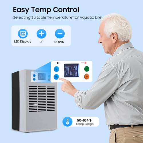 30L/7.93Gallon Aquarium Chiller, Fish Tank Water Cooler with Compressor Refrigeration Pump Special Quiet Design Refrigeration Compressor for Axolotl Coral Jellyfish - size: 30L/7.93Gallon