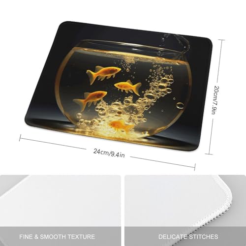 Mousepad Fish in Fish Tank MouseMats with Non-Slip Base MousePads for Man Woman Computer Desktop Protection Mat Desk Mat with Stitched Edges - size: 7.9"x9.4"