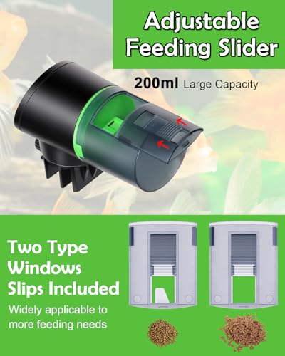 Automatic Fish Feeder - Rechargeable Timer Fish Feeder with USB Charger Cable, Fish Food Dispenser for Aquarium or Fish Tank - color: Black