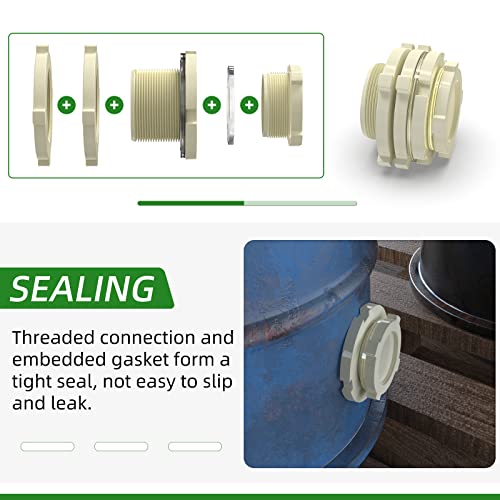 1PCS White ABS 3" Bulkhead Tank Connector Adapter Fitting with Plugs & Gasket for Water Tank, Rain barrels, Aquariums, Bathtubs and Sink - size: 3"(ABS) with Plugs & Gasket