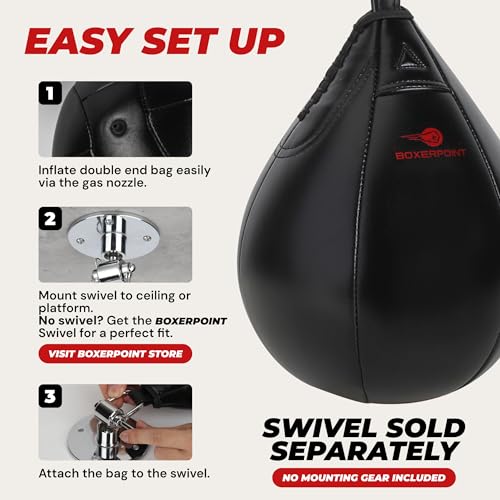 Speed Bag for Boxing - Durable PU Leather Punching Bag for Adults - Anti-Leak Boxing Bags Home Gym Training Equipment, Portable Heavy Bags - Large Reflex Ball, Indoor & Outdoor