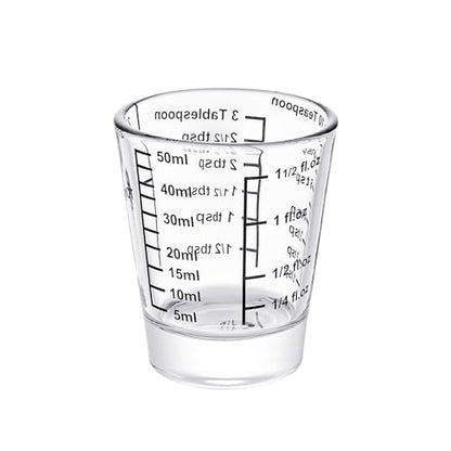 Ackers Mini Measure Heavy Glass, 32-Incremental Measurements Multi-Purpose Liquid and Dry Measuring Shot Glass, Black Single - color: Black