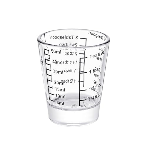 Ackers Mini Measure Heavy Glass, 32-Incremental Measurements Multi-Purpose Liquid and Dry Measuring Shot Glass, Black Single - color: Black