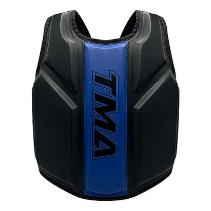TMA Boxing Body Protector, MMA Kickboxing Muay Thai Boxing Chest Guard, Martial Arts Upper Body Ribs Protection Pad Chest Protector Heavy Hitter Boxing Body Protector Body Sparring - color: Black/Blue