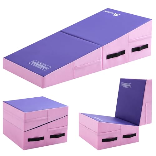Gymnastics Cheese Mat Incline Wedge Mat, Folding Gymnastics Mat for Kids Tumbling, Indoor/Outdoor Skill Shape Training & Exercise equipment Home Gym Yoga - size: M:47.2"x23.6"x13.8"