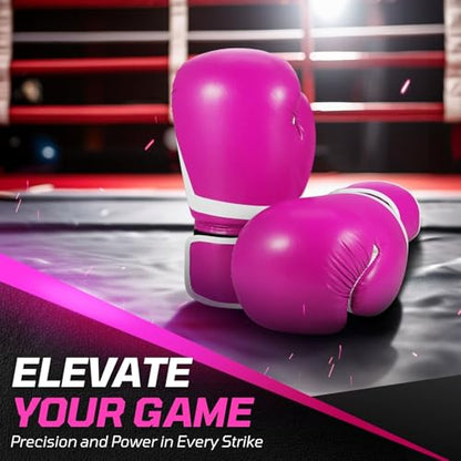 Flexzion Boxing Sparring Training Gloves Pro Muay Thai Kickboxing Heavy Bag Punching Mitts Wrist Wrap Full Contact Combat Sport Protective Hand Gear Martial Art Supply for Women & Teens, 10Oz - color: Pink