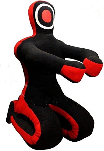 Bestzo MMA Jiu Jitsu Judo Punching Bag Grappling Dummy Black Sitting Position Hands on Front-Unfilled - color: Synthetic Leather Black, size: 59 inches (5 ft)