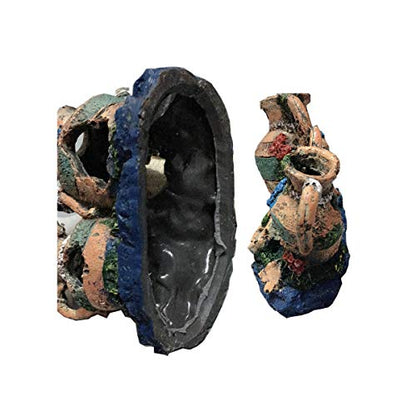 Aquarium Resin Pot Cave, Decoration Wine Barrel House Fish Tank Ornament Hiding for Fun 6.3x3.5x4.3 Inches