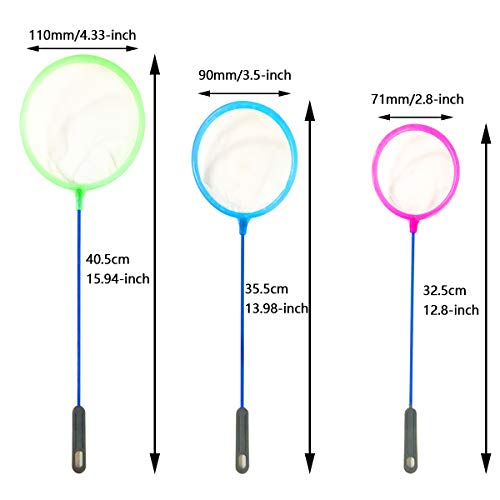 NGe Aquarium Fish Net Small Nylon Fishing Nets with Plastic Handle for Fish Tank(2.8"/3.5"/4.33",Blue,Pink,Green)