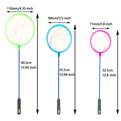 NGe Aquarium Fish Net Small Nylon Fishing Nets with Plastic Handle for Fish Tank(2.8"/3.5"/4.33",Blue,Pink,Green)