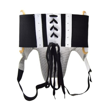 RIVAL Boxing RNFL100 Professional No-Foul Groin Protector with Laces, Dual Waist Straps, Ultra-Lightweight Construction, and Super-Rich Microfibre PU - color: White/Gold, size: Large