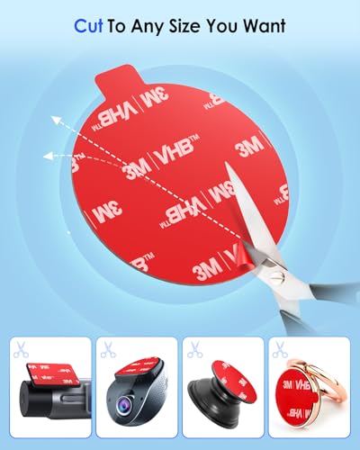 Sticky Adhesive Pad Replacement for Dash Cam Suction Cup Mount, 4pcs 2.2" 3M VHB Round Heat Resistant Double Sided Mounting Sticker Tape for Dashcam Car Dashboard Windshield Camera GPS Holder