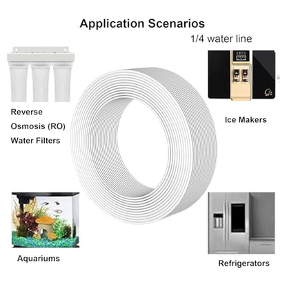 32ft RO Tubing Kit (20-Piece): 1/4" O.D. RO Water Line + Quick Connect Fittings (Valves, Elbow/Tee Couplings, Clip, Tool) for Water Purifier/Refrigerator System